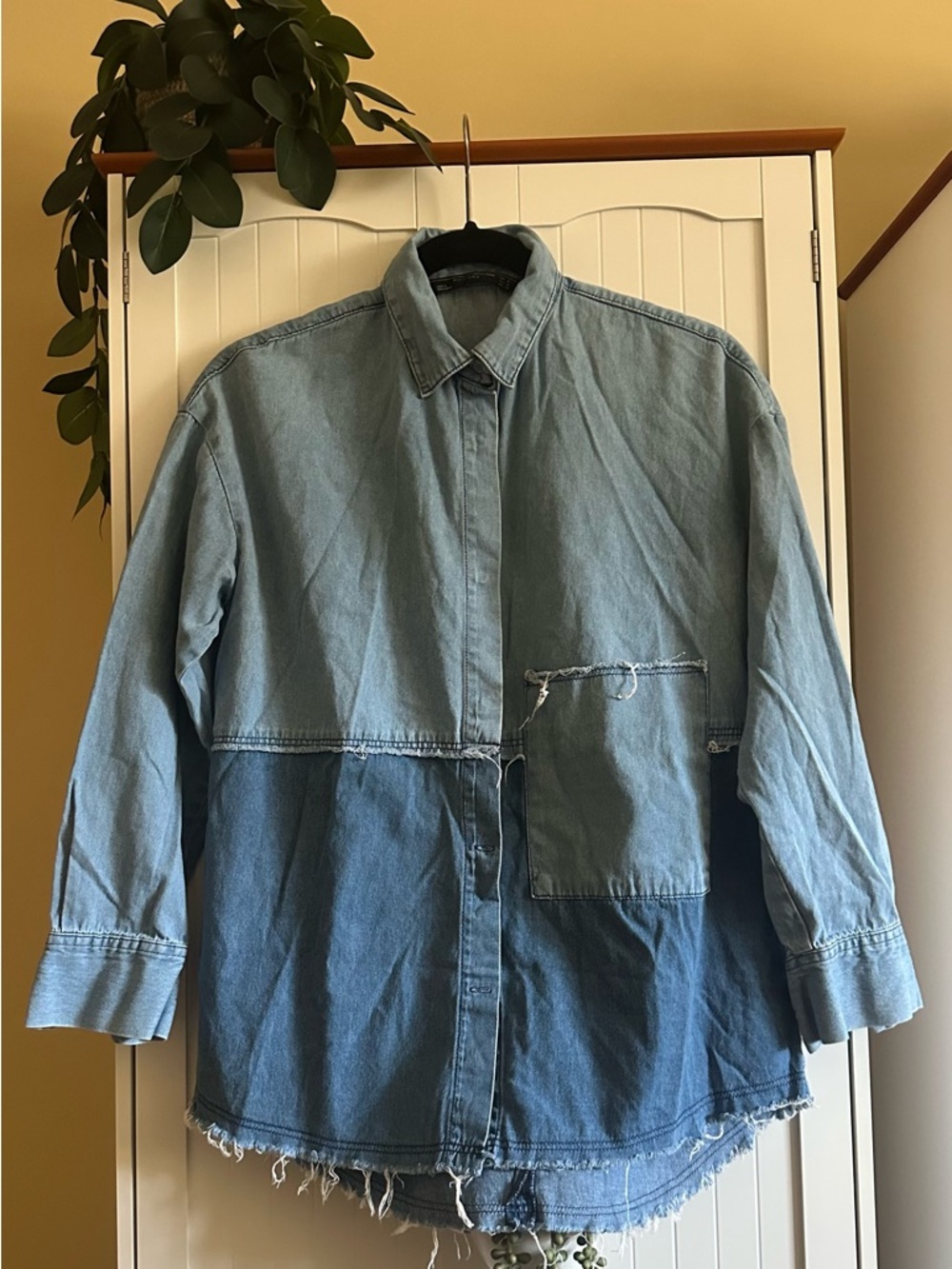 Zara Light Blue Denim Button-Down Shirt